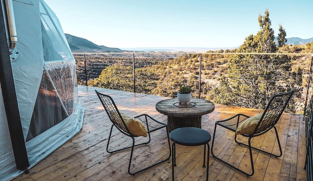 Eclectic Dome for Couples Glamping near Nogal, New Mexico